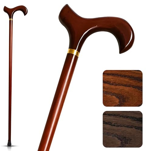 KINEPHARMA Gehstock Holz für Senioren mit Derbygriff 92 cm Für Körpergrößen von 1,70 1,85 m | Robuster Gehstock für Männer und Frauen | Ergonomischer Holzstock