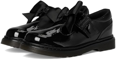 Dr. Martens Girls' Polley Ii Bow J (Little Kid/Big Kid) Mary Jane Shoe, black, 12 Little Kid