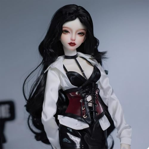 1/4 BJD-Puppe Lange Schwarze Haare SD-Puppen, 44cm Kugelgelenkpuppen, Handgefertigt Make-up mit Kleidung Schuhen Perücke, Weihnachten