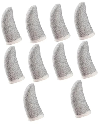 NOLITOY Anti-Sweat Finger Cots 10pcs White Yellow Edges Silver Fiber Game Finger Sleeves Refreshing Sacks for Mobile Gaming Protection