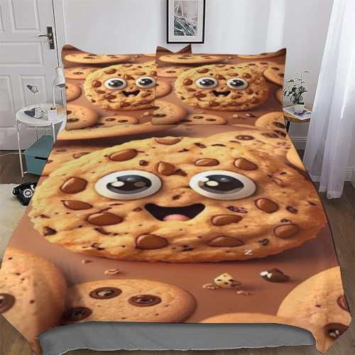 AASWDDS Kekse Bettwäsche-Set 2teilig Bettbezug Und Kissenbezug, Für Jungen Mädchen Schlafzimmer Mikrofaser Bettbezüge Bettgarnitur Single(135x200cm)