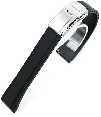 MiLTAT StrapXPro DT01U Universal-Uhrenarmband aus Gummi mit Schnellverschluss, 20 mm, Schwarz