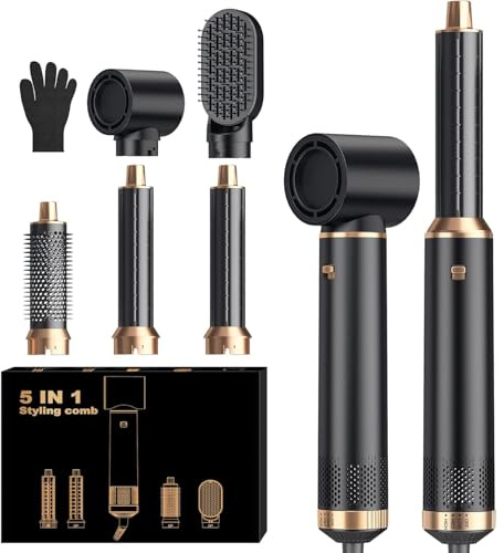 MogaWave Haarstyler Pro Air Styler 5 in 1 Hair Styler, 1000W Rundbürstenföhn, Warmluftbürste, Föhnbürste, Haartrockner, Air Curler, Glättbürste, Haarstyling Geräte für Alle Haartypen