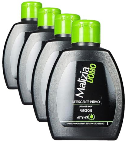 MALIZIA UOMO | Nettoyant Intime Vetyver, 200mL (Lot de 4)