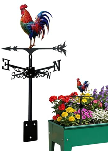 Veletas para montaje en el techo | Decoración decorativa de patio de gallo de hierro, montaje en techo, veletas de viento | Para exteriores, jardín, terraza, granja, césped, balcón, barandilla, el
