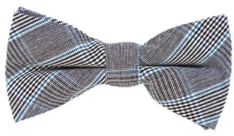 DonDon Herren Fliege 12 x 6 cm kariert gebunden und stufenlos justierbar aus Baumwolle im Tweed Style grau-blau