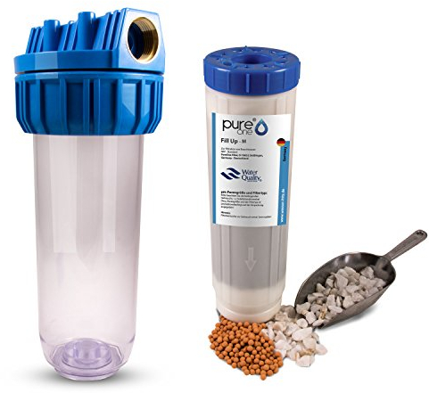 PureOne FS1 FillUp-Set. 1-Stufige Wasserfilteranlage 10 Zoll. Kartusche zum selber befüllen. Filtergehäuse mit PureOne FillUp - M Leerkartusche. Hauswasserwerk, Brunnenwasser, Vorfilter 1 Zoll