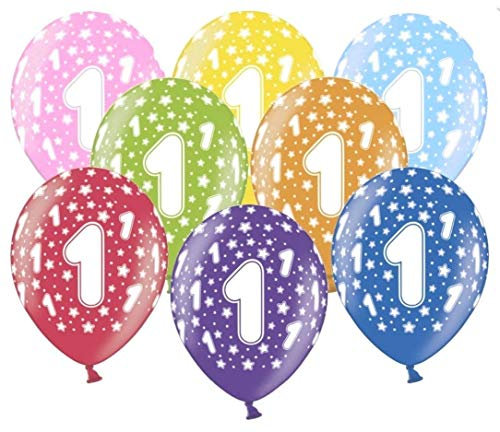 10 kunterbunte Luftballons 1 Made in EU Luftballon 1. Geburtstag Junge Mädchen Ballons 1 Metallic 30cm Ballon Zahl 1