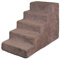 BOUTIQUE ZOO Hundetreppe 50 cm hoch | Katzentreppe Haustiertreppe | 5 Stufen | Hunde Katzen Haustier | für Bett und Auto | Trepp für kleine Hund | Plüschbezug | Farbe: Braun