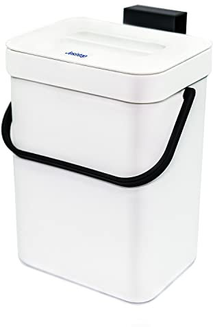 XUKO Small Compost Bin with Lid White Plastic Waste Basket Mountable Compost Bucket Hanging Waste Bin for Office,Dog Poop Waste Trash Can for Kitchen Garbage Bin for Bedroom 5L/1.3 Gallons
