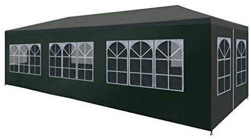 Lechnical 3x9 m Faltpavillon Partyzelt Wasserdicht Gartenpavillon für Garten/Party/Hochzeit UV-Schutz Garten Strand Partyzelt Pavillon Seitenw?nde Polyethylen Bierzelt Tür mit Reisverschluss Grün