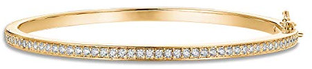 PAVOI 14K Gold Plated Cubic Zirconia Bangle Classic Tennis Bracelet | Yellow Gold Bracelets for Women | 7.5 Inches