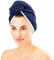 HOMELEVEL Frottee Haarturban Turban mit Knopf für Erwachsene aus 100% Baumwolle, saugstark, Stabiler Halt (Erwachsene 1 x Dunkelblau)