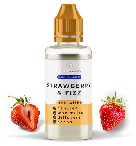 Strawberry and Fizz Fragrance Oil - 10ml | Perfect for Candle and Soap Making, Wax Melts, Diffuser, Burner | Great for use in Bath Bombs, Scented Perfume | Vegan & UK Made by SimplyScented