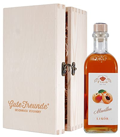 Fies Marillen Likör mit Geschenk-Holzkiste