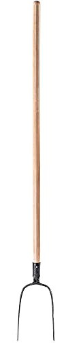 KADAX Forca da Giardino in Acciaio Resistente per Coltivazione e Lavori Agricoli, Forcone per Fieno con Manico Ergonomico in Legno (2 Denti)