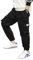 NATUST Jungen Cargohose Kinder Freizeithose Jogginghose Jungs Cargo Hose mit Elastischem Bund Schwarz 158-164