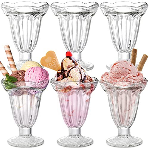 ZENFUN Set di 6 tazze in vetro per tulipani, 189,9 g, con piedini trasparenti per gelato, ciotole da dessert, per sorbetti, frutta, insalata, snack e cocktail