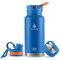 IDEUS Botella de agua aislada al vacío, frasco de doble pared de acero inoxidable, cantimplora deportiva de metal con tapón de rosca a prueba de fugas (32 onzas (950 ml), azul brillante)