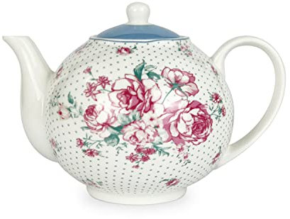 ISABELLE ROSE Teiera in porcellana JULIA in porcellana bianco con rose rosa 1L