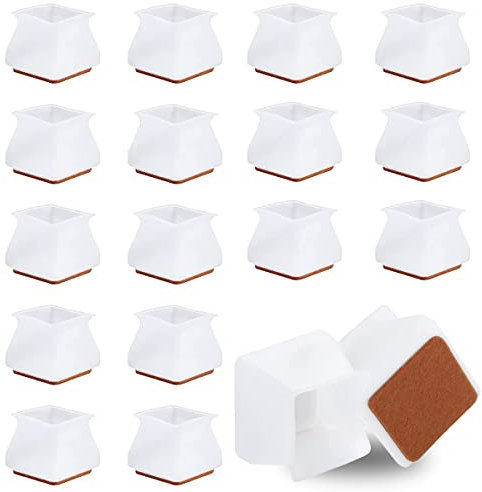 HONGECB Tappi per Gambe in Silicone per Sedie, Feltrini e Piedini per Tappeti, Square, 22-35mm, Trasparente