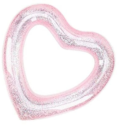 Gadpiparty Liebe Schwimmring Spielzeug Beach Heart Pool Schwimmer Glitter-Herz-Pool-Float Aufblasbarer Herzschwimmer Lustiger Strandschwimmer Schwimmbecken in Herzform Pailletten PVC Roségold