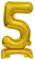 NEU Folienballon Geburtstagszahl Luft & Helium Mini Zahl 5 mit Standfuß Gold, ca. 38 cm