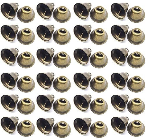 CEEYSEE 36 Stück Vintage Mini Bronze Small Bells (42 X 38mm) für Hochzeiten, Türen, Hundetürklingeln und Toilettentraining, Schmuck, Nähen, Weihnachten Halloween Dekoration Glocken