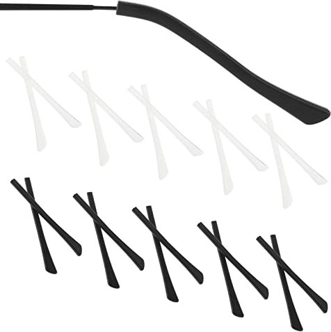 10 Paar Brillenbügel überzug Brillenersatz Spiegelbeine Silikon Brillenspitzen Ohrhülsen Schlauchset Brillenspiegelspitzen Weiches Silikon Brillen Rutsch Stopper Dünne Metall Brillenbeine Schwarz