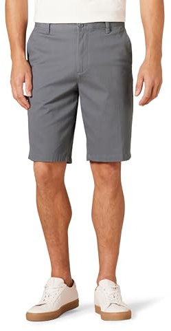 Amazon Essentials Men's Slim-Fit 11 Flat-Front Comfort Stretch Chino Shorts, Charcoal, 34W