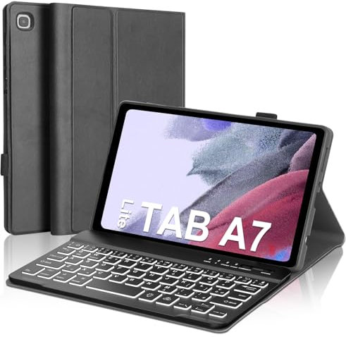 JADEMALL Clavier pour Samsung Tab A7 Lite 8.7 2021, AZERTY Francasis Clavier Rétro-éclairé Bluetooth Détachable pour Samsung Galaxy Tab A7 Lite 8.7 2021, Noir