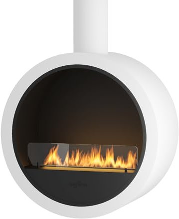 OutInFire Bioethanol-Kamin für die Decke | hängender Kamin, runder Biokamin zum Aufhängen, Incyrcle (weiß)
