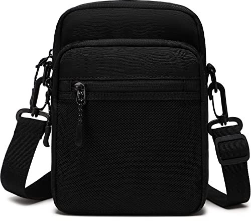 Lohol Klein Umhängetasche für Herren & Damen, Schultertasche Messenger Bag Sling Tasche Crossbody Tasche für Arbeit Reise Alltagsleben (Schwarz