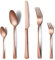 Funnydin 30 Stück Besteck Set 6 Personen, Premium-Edelstahl Besteck Set mit Gabel, Messer, Löffel, Spülmaschinenfest, Einzigartige Rose-Gold-Look