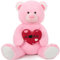 MorisMos 130cm riesen Teddy mit Herz,Rosa groß teddybär XXL, weich Kuschelbär XXXL, Liebesgeschenk für Freundin Mädchen Partnerin Ehefrau