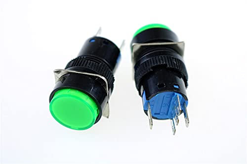 interruttore elettronico 2 pezzi AC 220V luce verde momentanea SPDT interruttore a pulsante rotondo AC 250V 5A