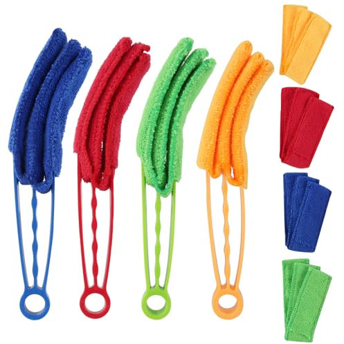 4 pezzi detergente per persiane, spolverino per persiane, spazzola per la pulizia dei mobili, spazzola per la pulizia di due lati, pulitore per termosifoni con rivestimento in microfibra
