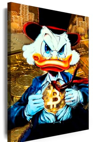 Myartstyle Leinwand Bilder McDuck Rich, Cartoons, Geld, Money, Kunstdruck Wandbilder Canvas (80x60 cm)