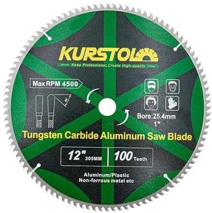KURSTOL Lame de Scie Circulaire 305 x 25,4 mm - 100 dents Disques à Tronçonner pour Aluminium, Métaux non ferreux, Plastique