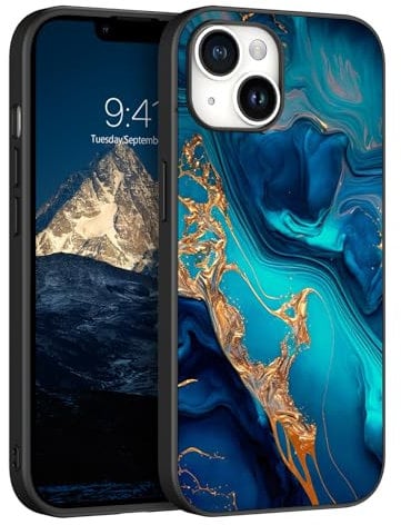 GaoBao for iPhone 13 Case Shockproof, Slim Fit iPhone 13 Phone Case Glow in The Dark, Hybrid Hard PC Back Soft TPU Bumper Protective Anti-Slip Women Men Girls Boys Case for iPhone 13 6.1, Gold/Marble