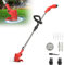 String Grass Trimmer Cordless, Electric Grass Trimmer and Edger, 12V Battery Strimmer Lawn Edger with 2x2.0Ah Batteries and Charger, Battery Operated Grass Trimmer, Brush Cutter, Weed Wacker (Red)