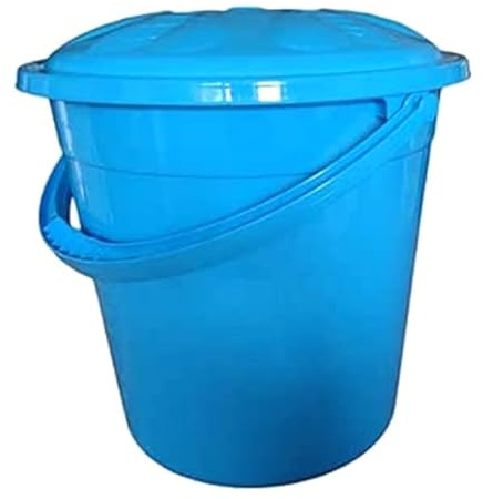 Plastic Bucket with Lid Handle Small Large Storage Bucket Bin Container Measures (Retro Blue, 10L), B09TTG8W22