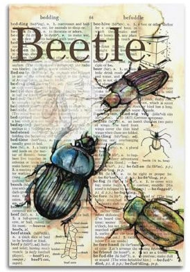 NIZIEE Vintage-Tier-Poster, Käfer, dekoratives Gemälde, Leinwand-Poster, 30 x 45 cm
