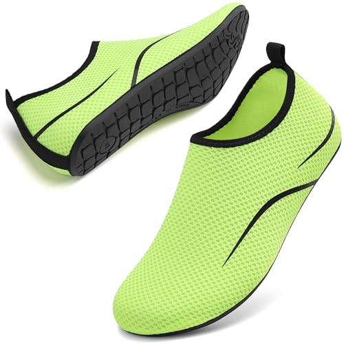 RUOMU Badeschuhe Damen Herren Wasserschuhe Schnell Trocknend Schwimmschuhe Barfußschuhe rutschfeste Leicht Aquaschuhe Strandschuhe fur Männer Frauen,Grün 37 EU