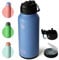 BOTTLE BOTTLE Edelstahl Trinkflasche 1L mit Strohhalm – Auslaufsichere Isolierflasche für Sport & Fitnessstudio, mit Pillenfach, BPA-frei, doppelwandig (Himmel-Sommer)