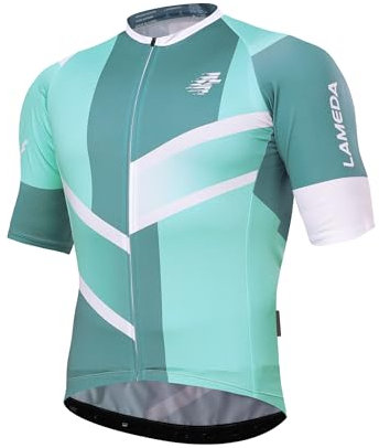 LAMEDA Radtrikot Herren Kurzarm MTB Rennrad Trikot Sommer T-Shirts Atmungsaktiv Elastisch Schnell trocknend Fahrradtrikot für Radsport Laufen Outdoor Sport Grün M