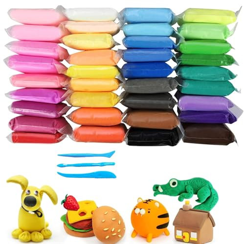 Modelliermasse Lufttrocknend,36 Modelliermasse Set,Lufttrocknendes Modelliermasse Set - Vielseitiges Farben Air Knet-Set, Perfekt für alle Ton-Arbeiten, Magic Mixies, Playmobil und Apoxie Skulpturen