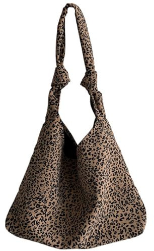 Groß Umhängetasche Schultertasche Damen Leopard Tragetasche, Canvas Handtasche Leopardenmuster Crossbody Tasche, Casual Einkaufstasche Shopper Tote Bag Für Alltag, Büro, Einkaufen, Schule (Stil C)