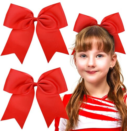 Wanmu Lot de 2 élastiques à cheveux avec nœud rouge nœuds pour queue de cheval serre-tête nœuds pinces à cheveux pinces épingles à cheveux pour femmes filles pom-pom girls adolescentes