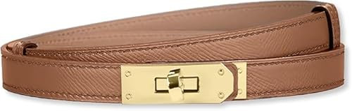 Gürtel damen schmal, Damen Ledergürtel Verstellbarer Dünner Taillengürtel Schmal mit Golden,klassischer Einfarbiger Legierungs Twist Lock Verstellbarer Dünner Gürtel, Geeignet Für Kle